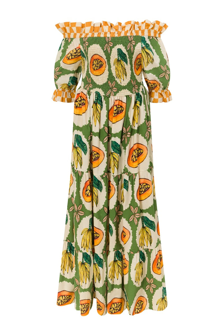 The Papaya Grove Smocked Off Shoulder Dress