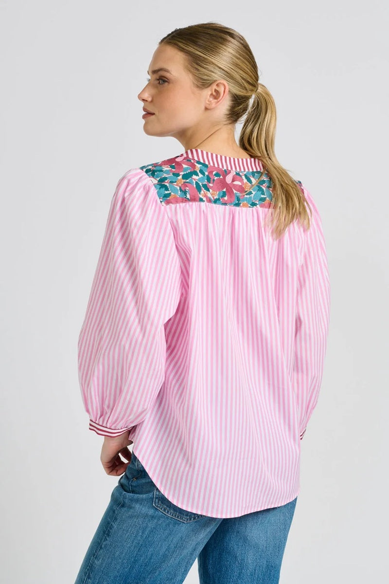 Mary Shirt | Pink & Green Stripe Combo