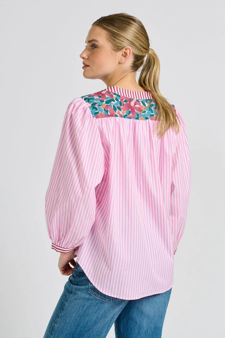 Mary Shirt | Pink & Green Stripe Combo