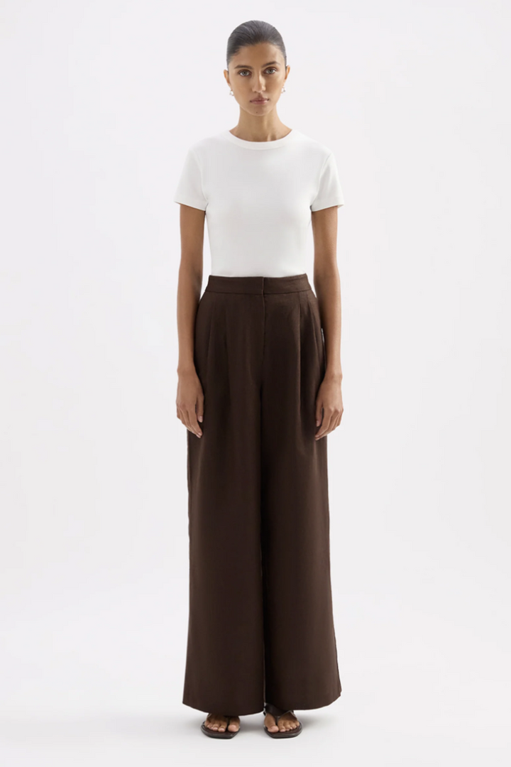Thilda Linen Pant | Chocolate