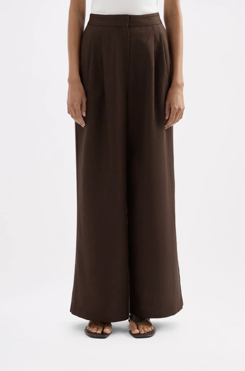 Thilda Linen Pant | Chocolate
