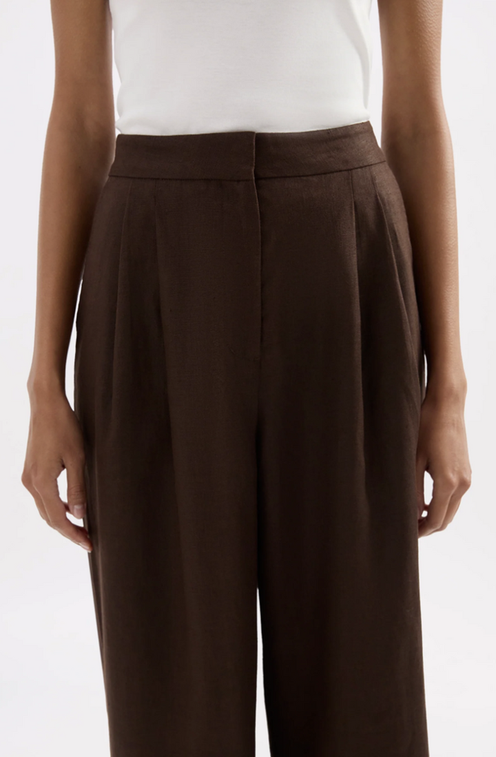 Thilda Linen Pant | Chocolate