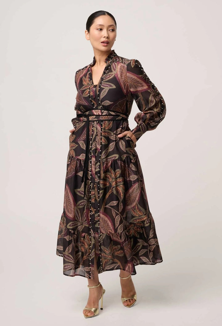 Petite Wanderlust Pearl Embellished Cotton Silk Maxi Dress | Dark Tropique