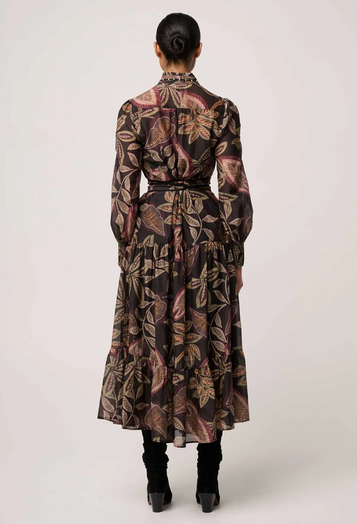 Wanderlust Pearl Embellished Cotton Silk Maxi Dress | Dark Tropique