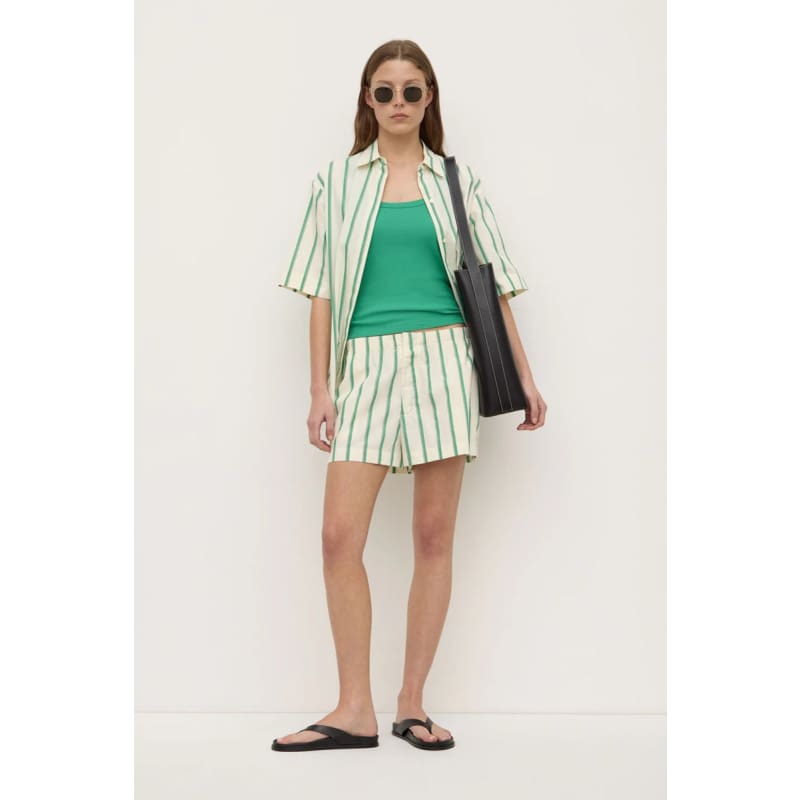 Agnes Stripe Short | Butter & Bright Green - Bottoms