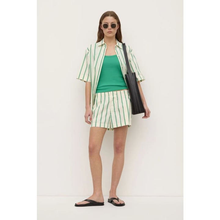 Agnes Stripe Short | Butter & Bright Green - Bottoms