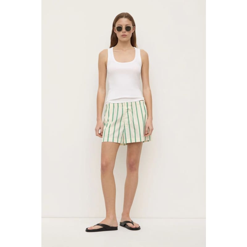 Agnes Stripe Short | Butter & Bright Green - Bottoms