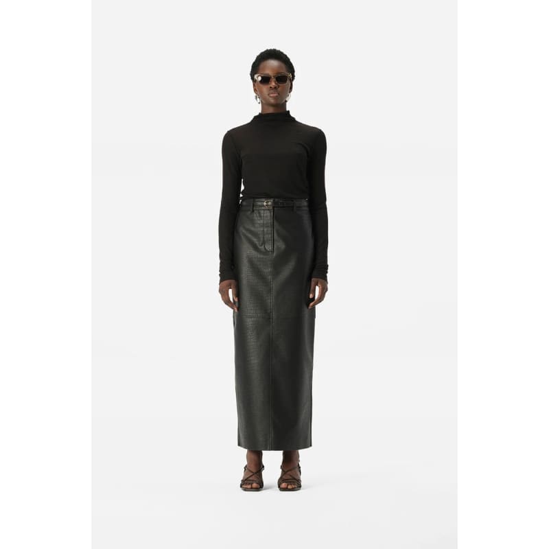 Akari Skirt | Black Croc - Bottoms