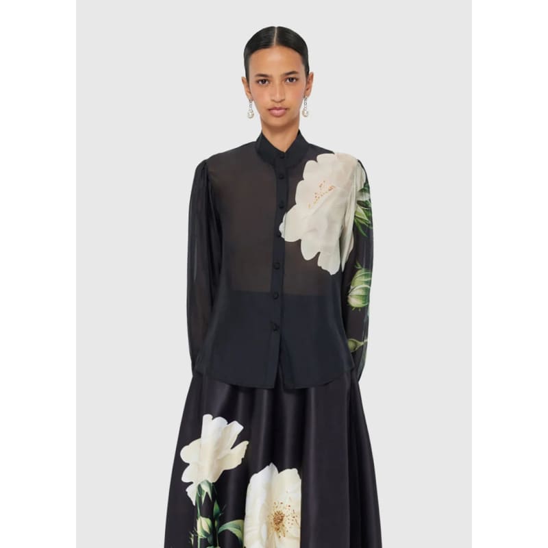 Alma Blouse | White Rose Print - Tops