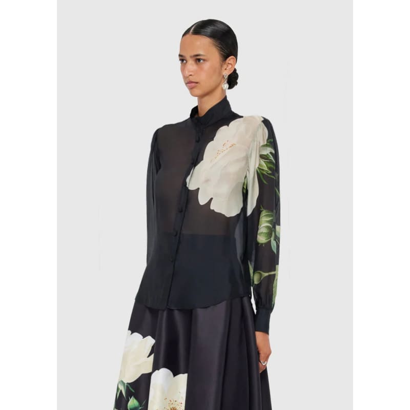 Alma Blouse | White Rose Print - Tops