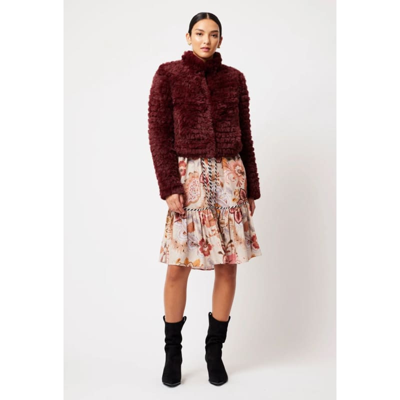 Altair Faux Fur Cropped Bomber Jacket | Scarlet - Jackets