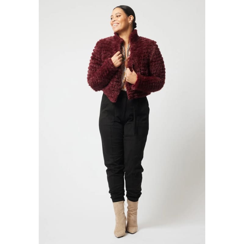 Altair Faux Fur Cropped Bomber Jacket | Scarlet - Jackets