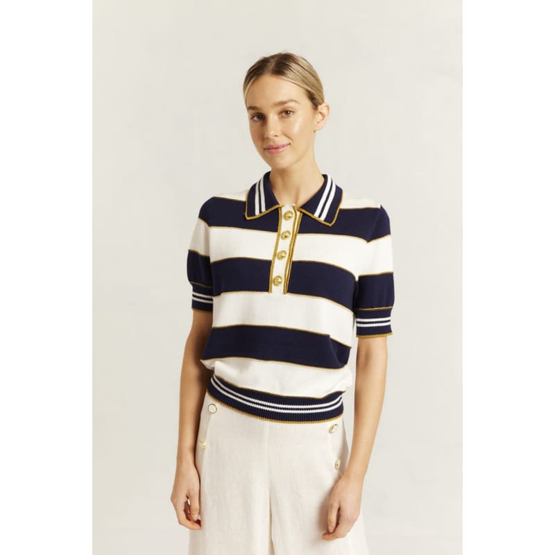 Amalfi Polo Top | Navy - Tops