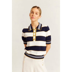 Amalfi Polo Top | Navy - Tops