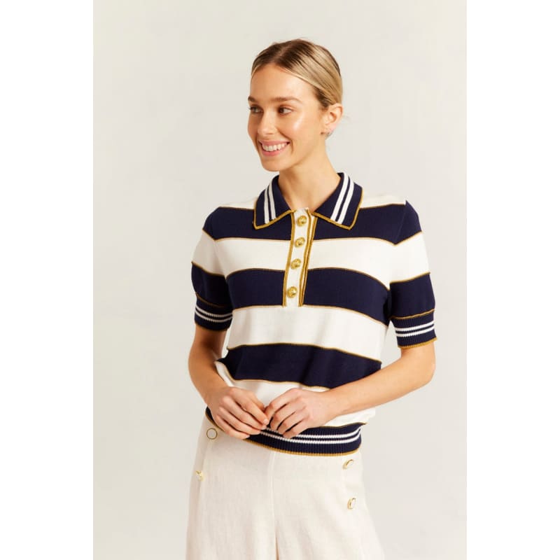 Amalfi Polo Top | Navy - Tops