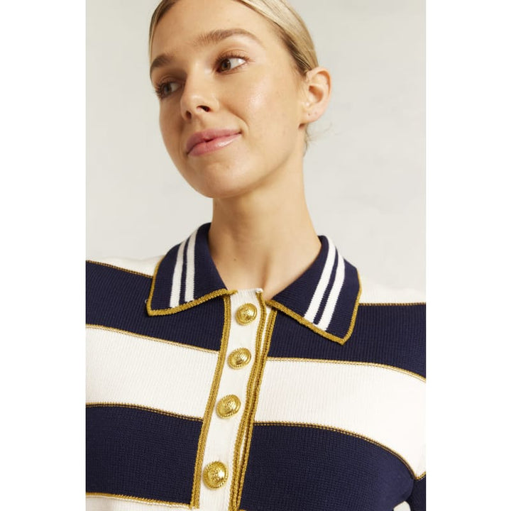 Amalfi Polo Top | Navy - Tops