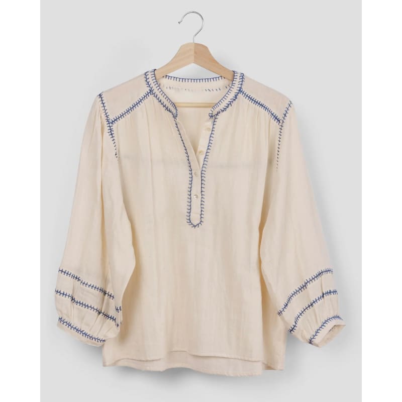 Amelie with Feather Stitch Blouse | Ecru Tops