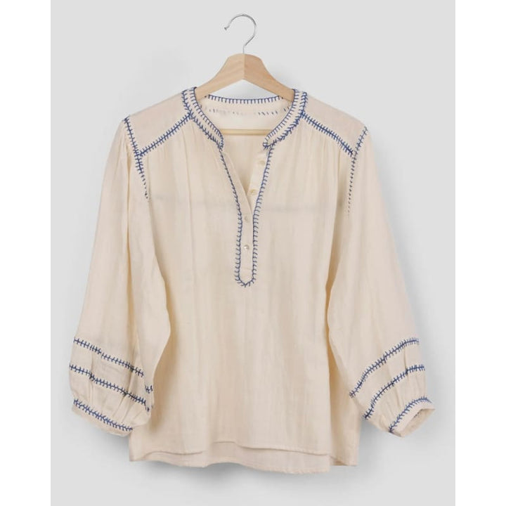 Amelie with Feather Stitch Blouse | Ecru Tops