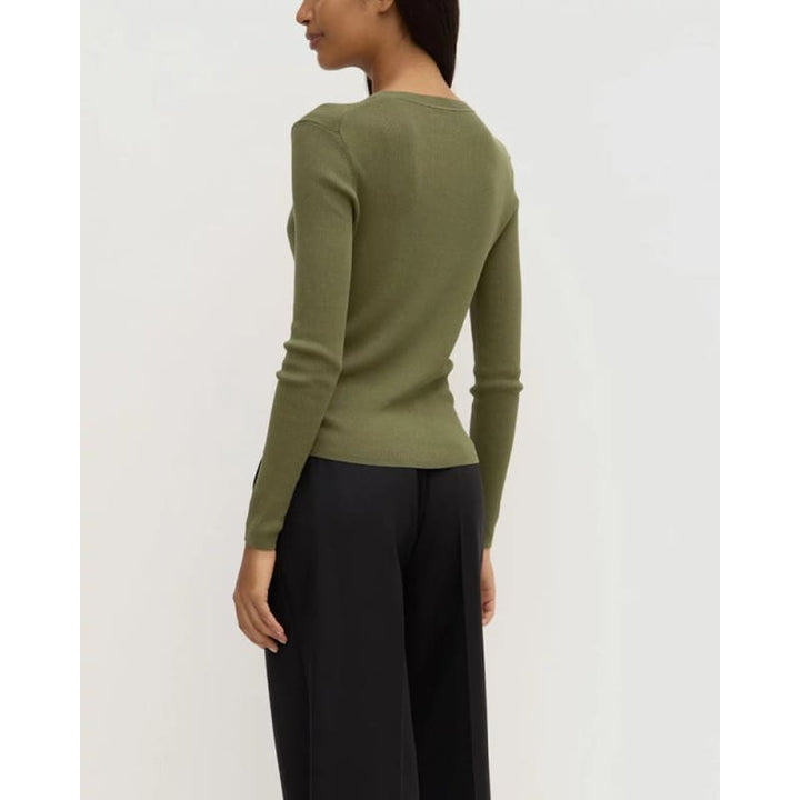 Amira Knit Long Sleeve Tee | Tarragon - Tops