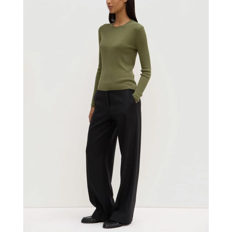 Amira Knit Long Sleeve Tee | Tarragon - Tops