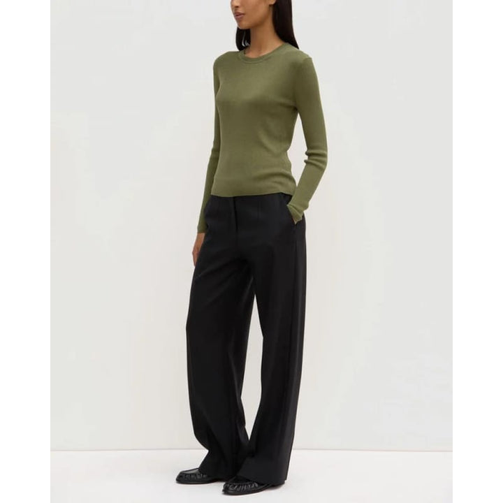 Amira Knit Long Sleeve Tee | Tarragon - Tops