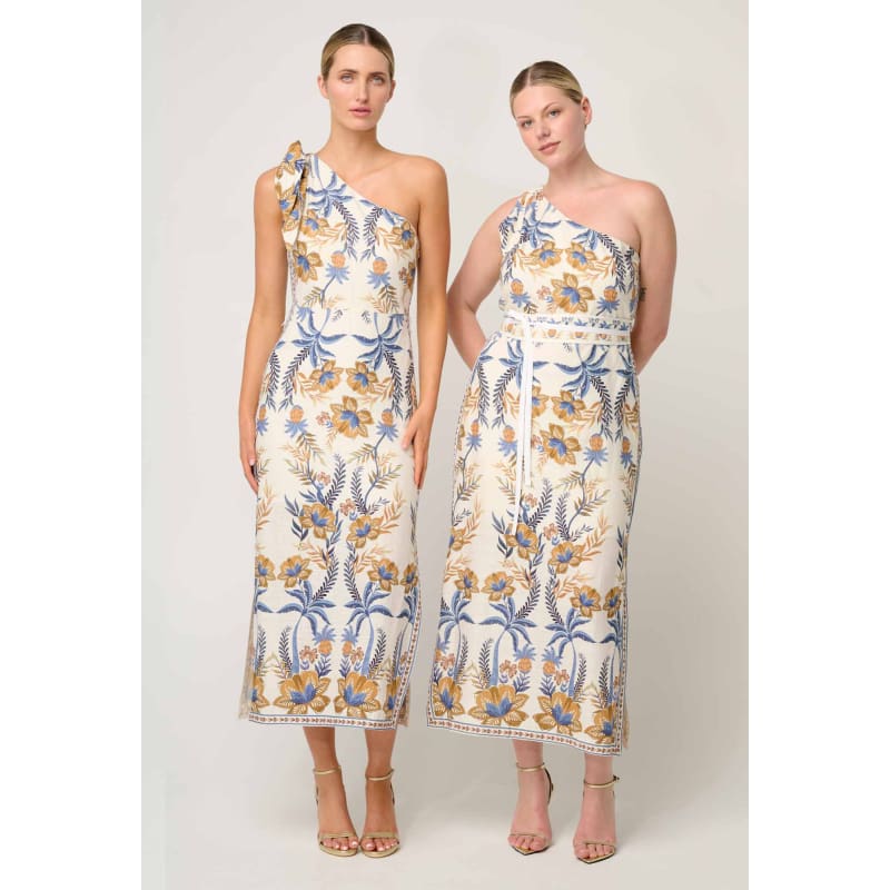 Amira One Shoulder Tie Linen Viscose Dress | Golden Medina - Dress