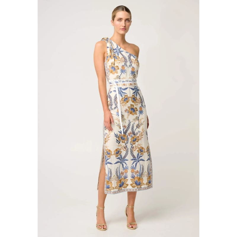Amira One Shoulder Tie Linen Viscose Dress | Golden Medina - Dress