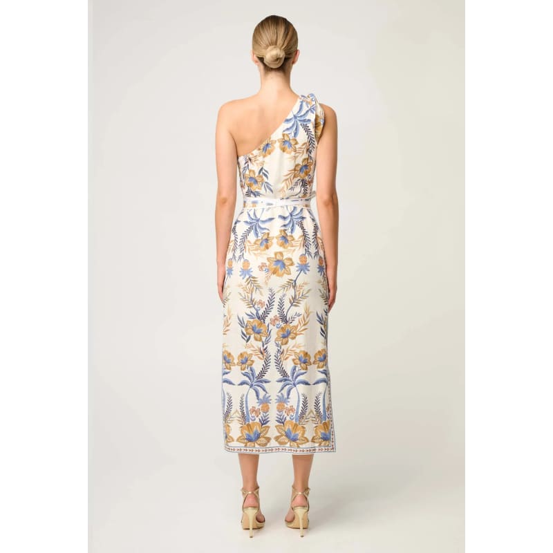 Amira One Shoulder Tie Linen Viscose Dress | Golden Medina - Dress