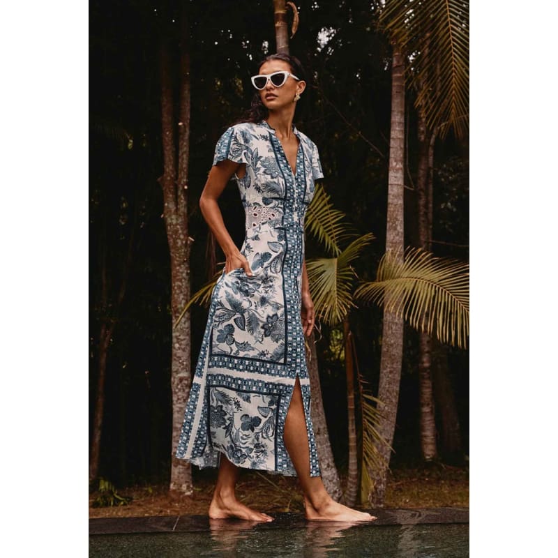 Amoya Linen Viscose Dress | Ink Fle Print - Dress