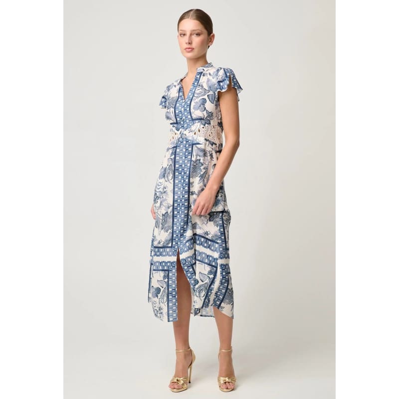 Amoya Linen Viscose Dress | Ink Fle Print - Dress