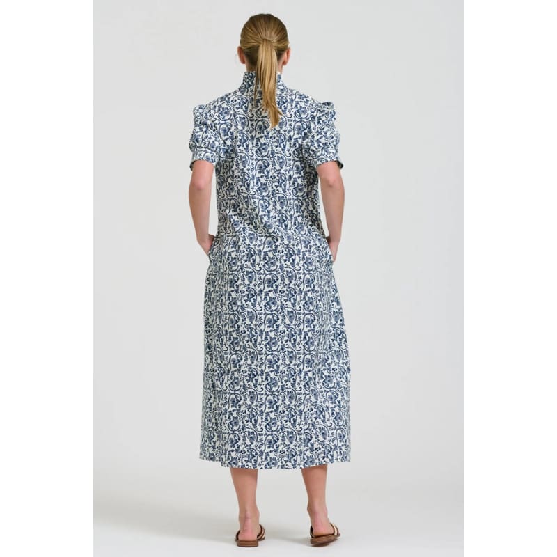 Anais Frill Collar Longline Shirtdress | Geo Floral - Dress