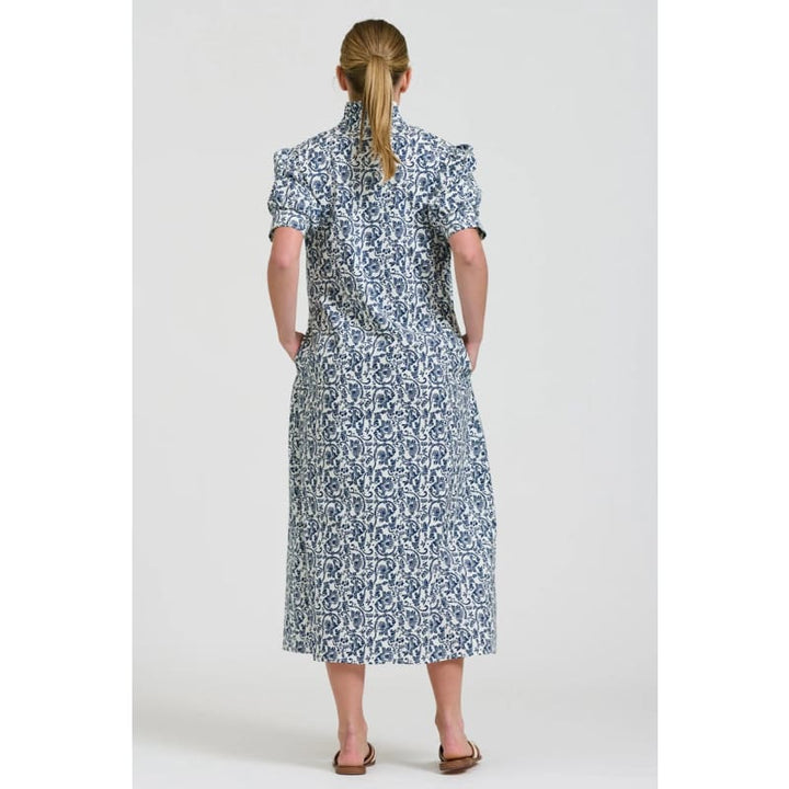 Anais Frill Collar Longline Shirtdress | Geo Floral - Dress