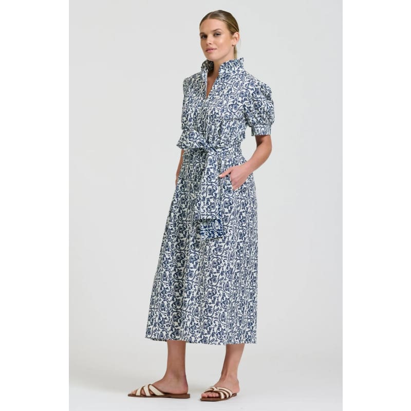 Anais Frill Collar Longline Shirtdress | Geo Floral - Dress
