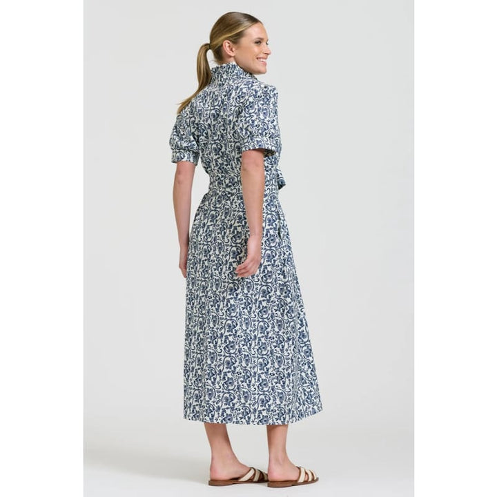Anais Frill Collar Longline Shirtdress | Geo Floral - Dress