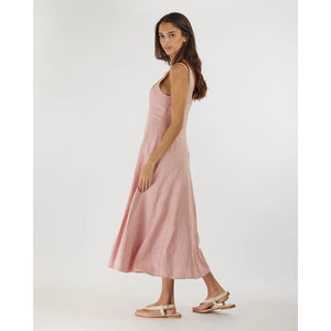 Anna Paneled Linen Midi Dress | Peony - Dress