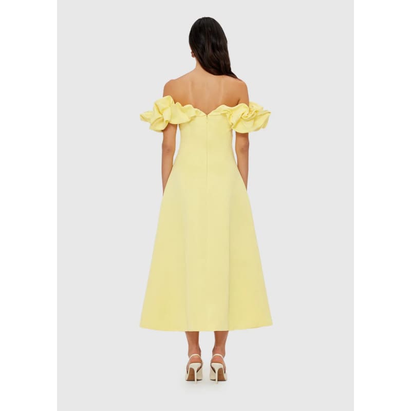 Annie Off Shoulder Frill Midi Dress | Sorbet Yellow - Dress