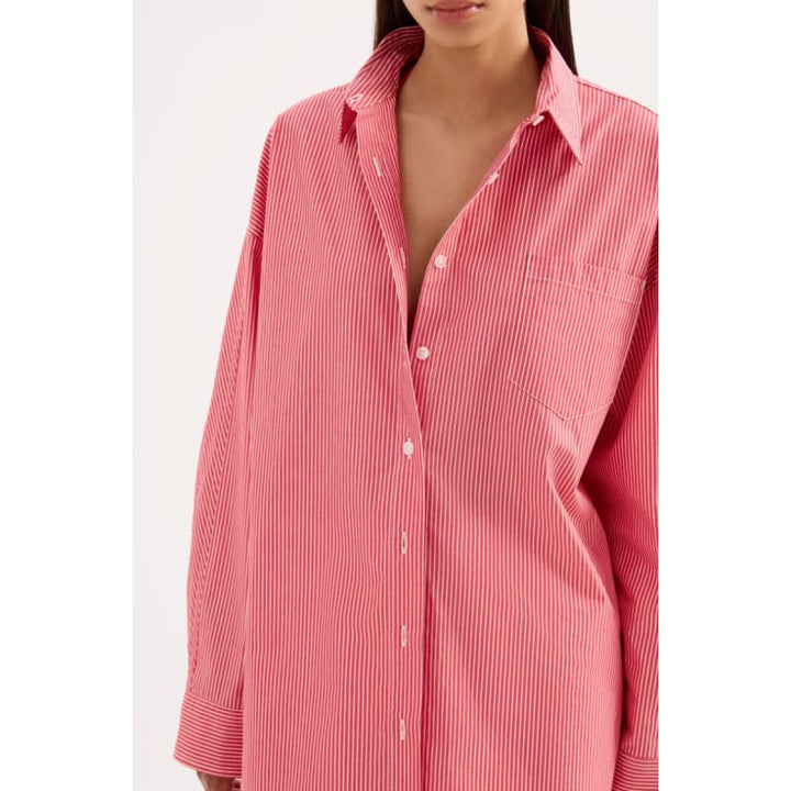 Anouk Stripe Shirt | Red Stripe - Tops