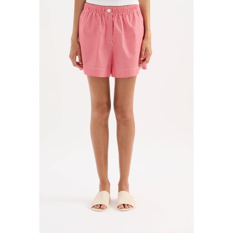 Anouk Stripe Short | Red Stripe - Bottoms