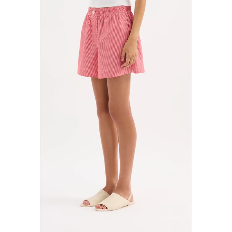 Anouk Stripe Short | Red Stripe - Bottoms