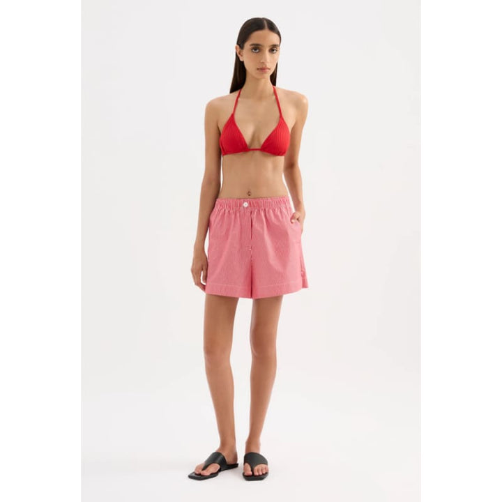 Anouk Stripe Short | Red Stripe - Bottoms