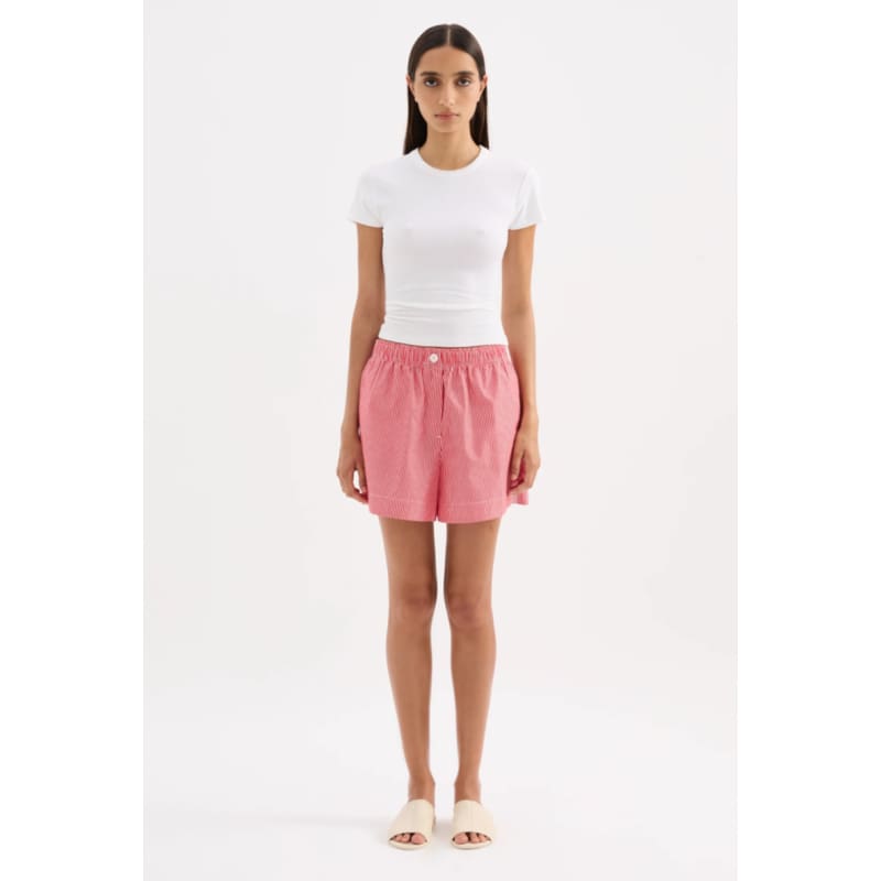 Anouk Stripe Short | Red Stripe - Bottoms
