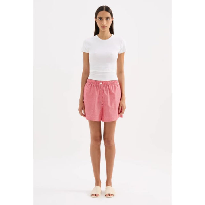 Anouk Stripe Short | Red Stripe - Bottoms