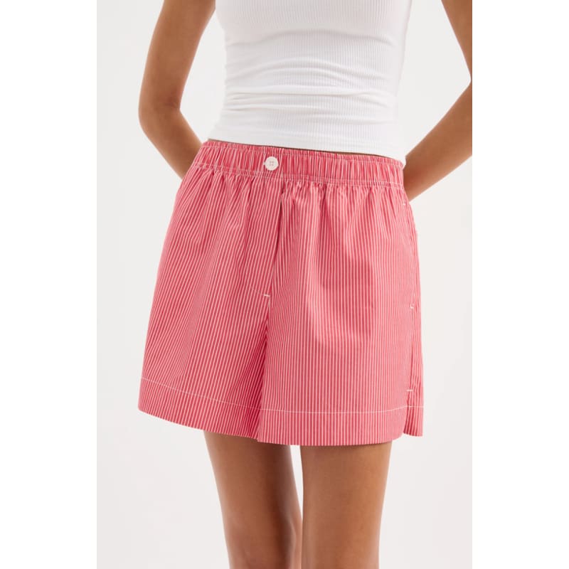 Anouk Stripe Short | Red Stripe - Bottoms