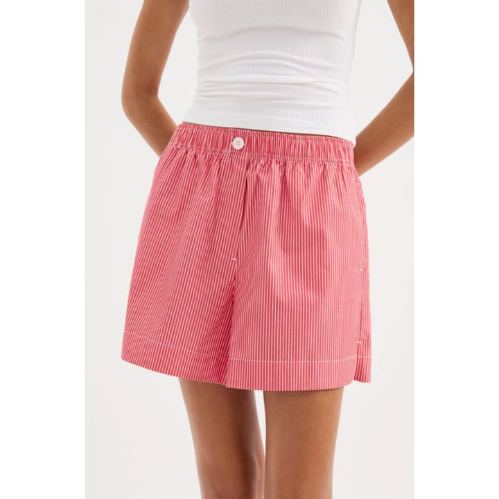 Anouk Stripe Short | Red Stripe - Bottoms