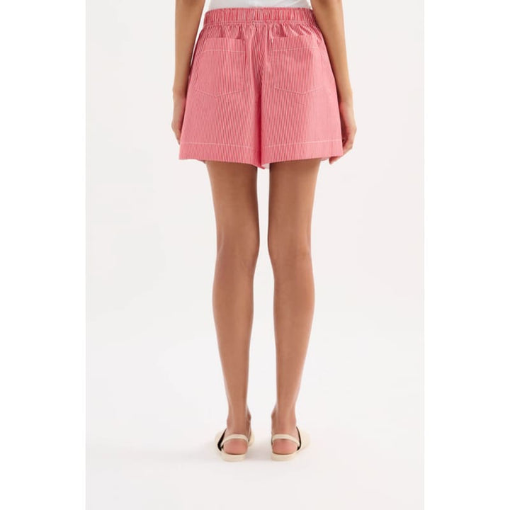 Anouk Stripe Short | Red Stripe - Bottoms