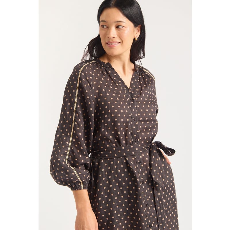 Antonia Dress | Chocolate & Beige - Dress