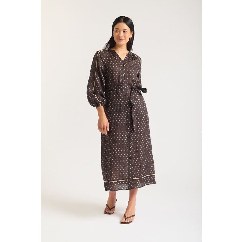 Antonia Dress | Chocolate & Beige - Dress