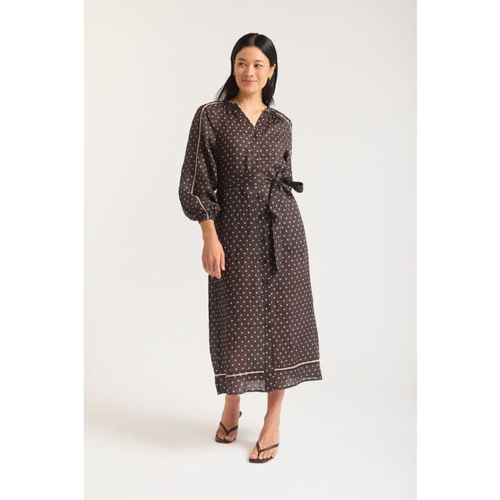 Antonia Dress | Chocolate & Beige - Dress