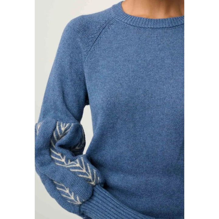 Arden Merino Wool Blend Jacquard Knit Top | Cerulean Cord - Knitwear