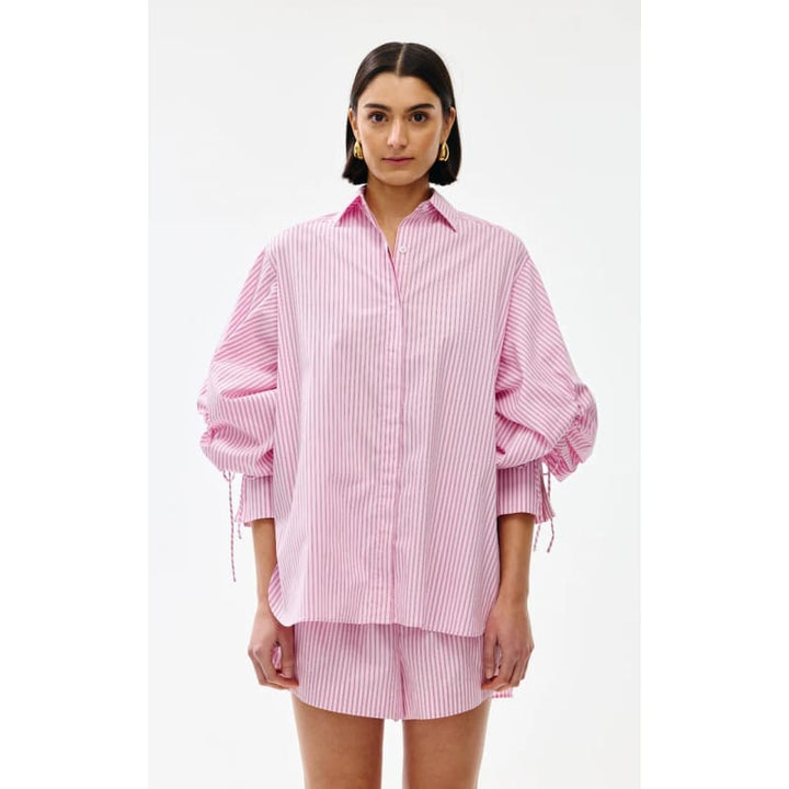 Ashton Shirt | Pink Pinstripe - Tops